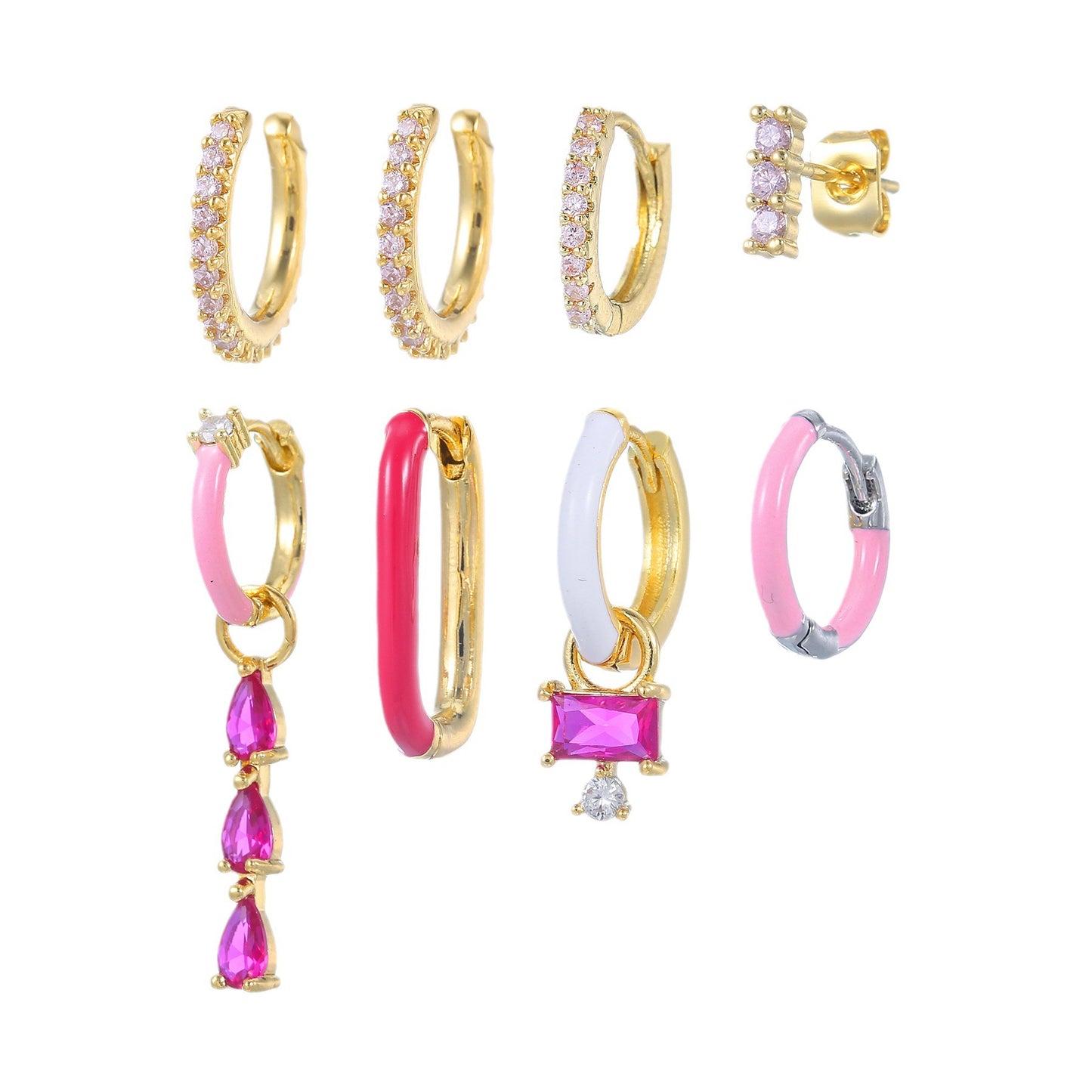 Hip Hop Women's Copper-plated Gold Double Row Earrings