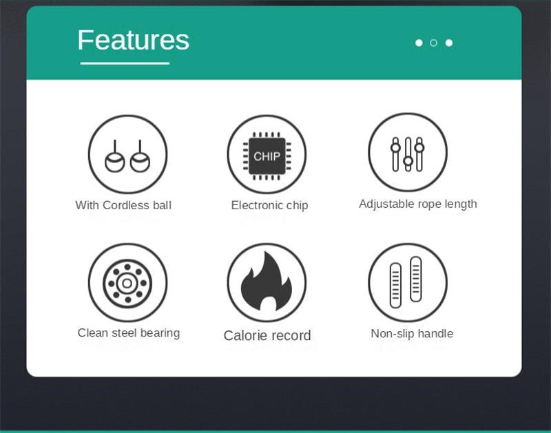 Electronic Cordless Skipping Rope Gym Fitness Skipping Smart Jump Rope With LCD Screen Counting Speed Women Jumprope For Fitness Workout Crossfit Adult Kids Adjustable Skipping Rope For Exercise