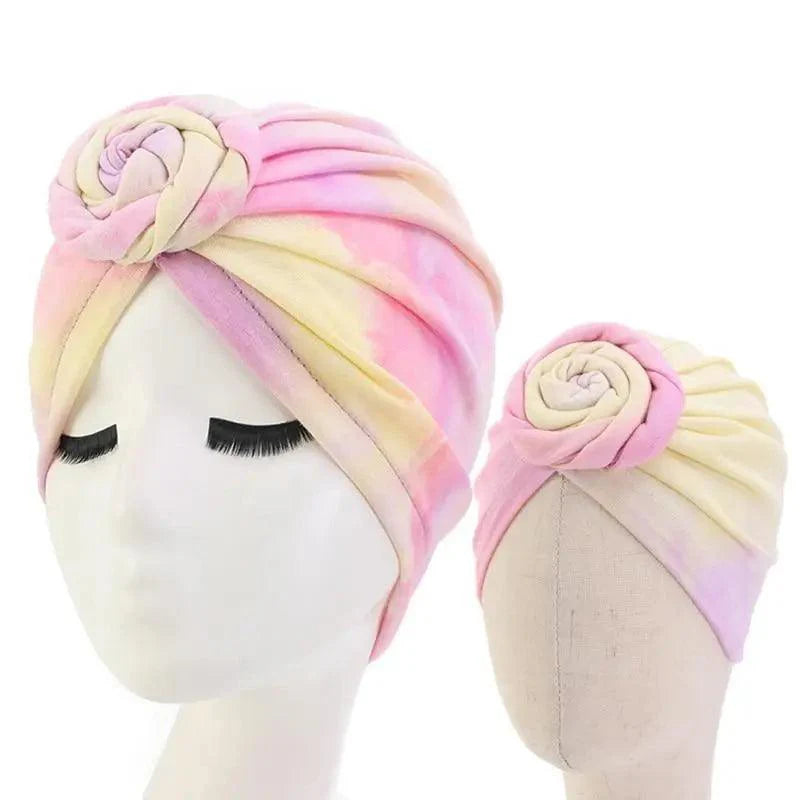 Elegance Mommy And Kids Turban Hat Cap With Big Bow Soft Cute Knot Nursery Beanie Knotted Headban