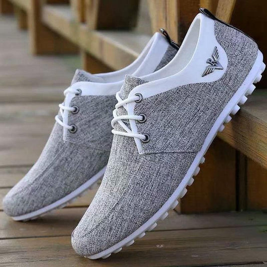 Elegant Casual Mens Shoes Lace-Up Linen Cloth Breathable Mens Canvas Shoes Flats Driving Walking Shoes Driving Sneakers Casual Cloth Shoes Lightweight Outdoor Shoes