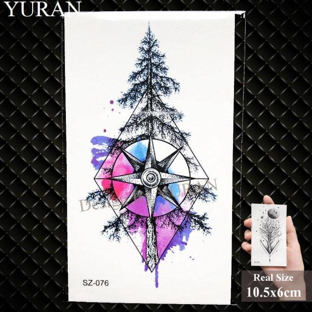 Elegant Lavender Flower Tattoo Stickers Temporary Waterproof Colorful Modern Children Tattoo