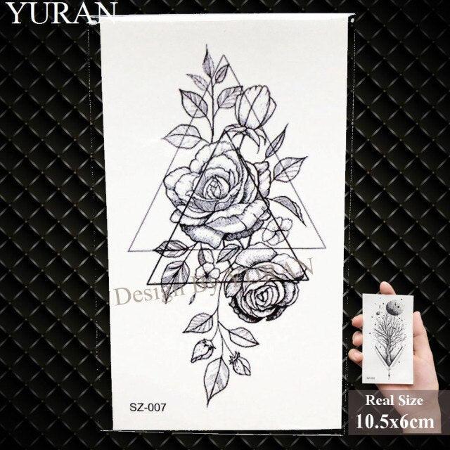Elegant Lavender Flower Tattoo Stickers Temporary Waterproof Colorful Modern Children Tattoo