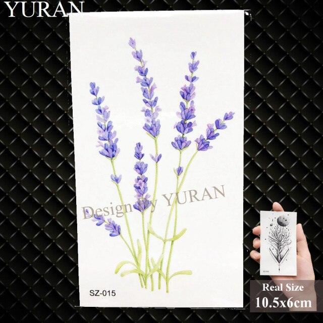 Elegant Lavender Flower Tattoo Stickers Temporary Waterproof Colorful Modern Children Tattoo