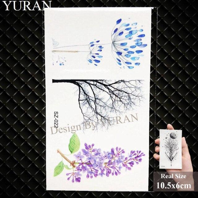 Elegant Lavender Flower Tattoo Stickers Temporary Waterproof Colorful Modern Children Tattoo