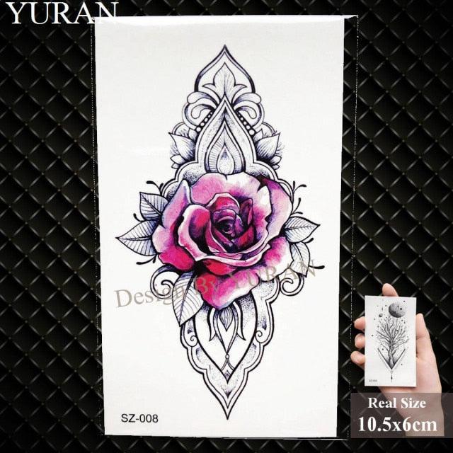 Elegant Lavender Flower Tattoo Stickers Temporary Waterproof Colorful Modern Children Tattoo