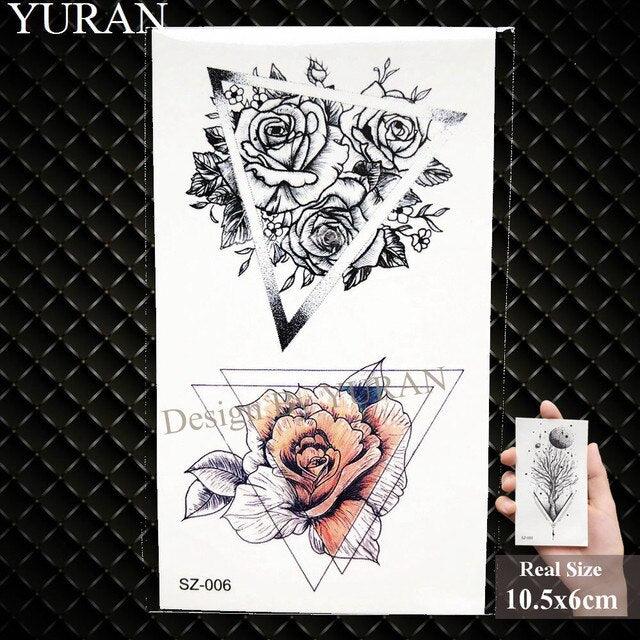 Elegant Lavender Flower Tattoo Stickers Temporary Waterproof Colorful Modern Children Tattoo