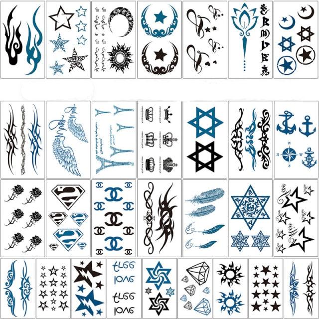 Elegant Sketches Black Flowers Body Tattoo Waterproof Temporary 3D Flowers Luxury Design For Womens