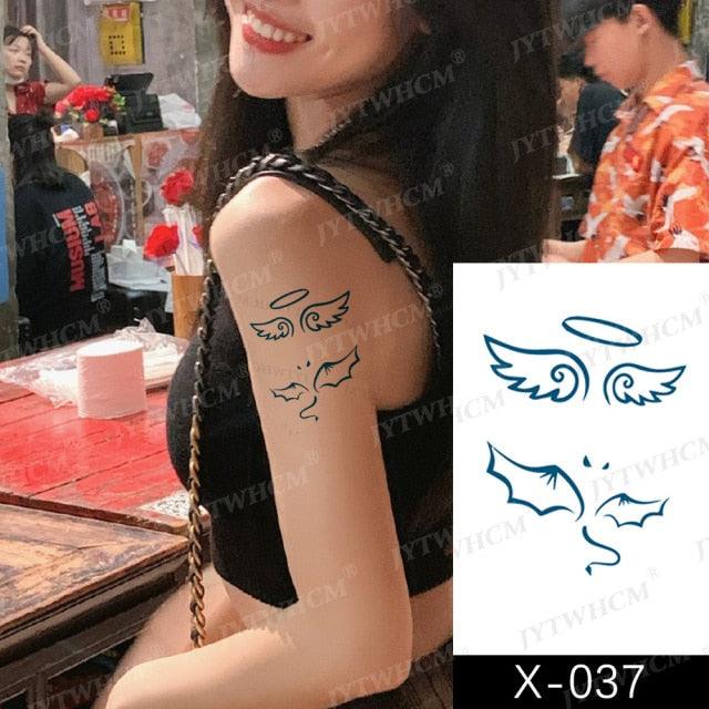 Elegant Small Waterproof Temporary Tattoo Sticker Makeup Flame Finger Black Square Rose Flower High Quality Design For Womens