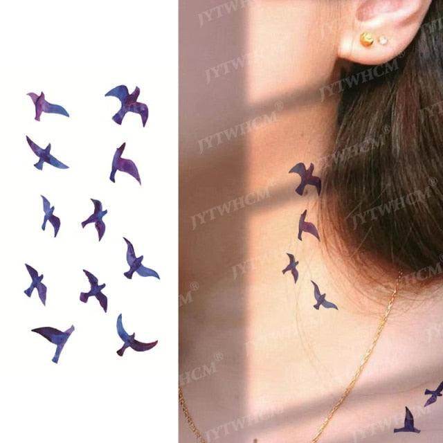 Elegant Small Waterproof Temporary Tattoo Sticker Makeup Flame Finger Black Square Rose Flower High Quality Design For Womens