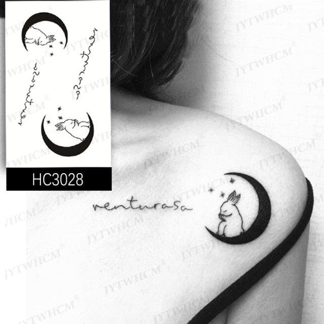 Elegant Small Waterproof Temporary Tattoo Sticker Makeup Flame Finger Black Square Rose Flower High Quality Design For Womens