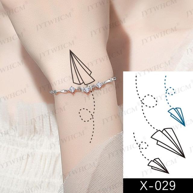 Elegant Small Waterproof Temporary Tattoo Sticker Makeup Flame Finger Black Square Rose Flower High Quality Design For Womens