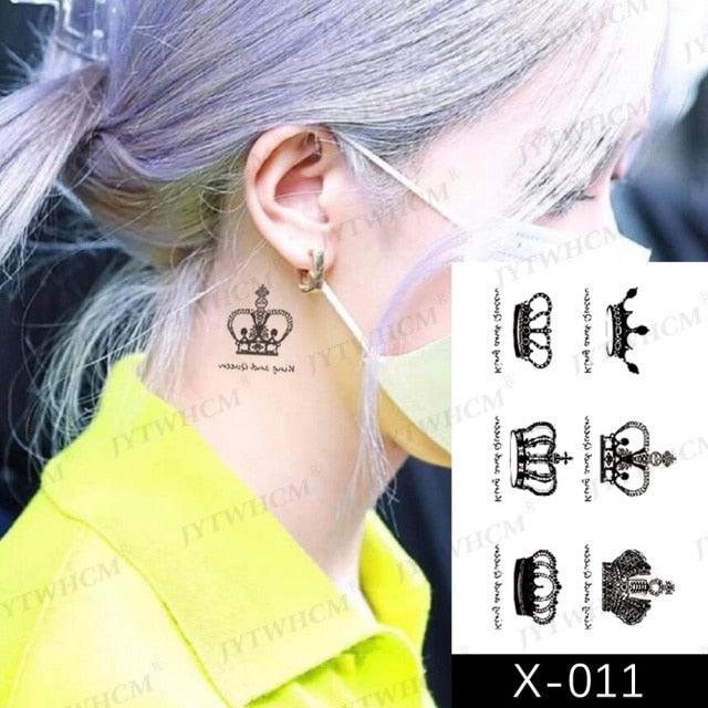 Elegant Small Waterproof Temporary Tattoo Sticker Makeup Flame Finger Black Square Rose Flower High Quality Design For Womens