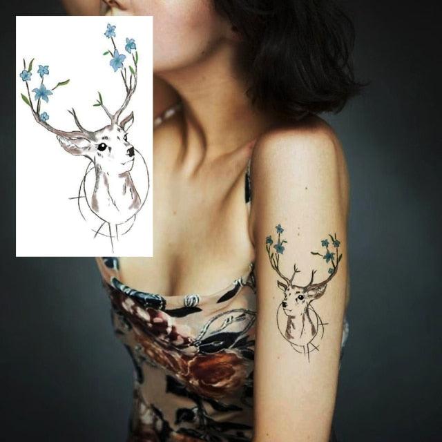 Elegant Small Waterproof Temporary Tattoo Sticker Makeup Flame Finger Black Square Rose Flower High Quality Design For Womens