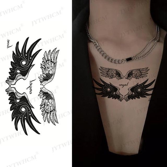 Elegant Small Waterproof Temporary Tattoo Sticker Makeup Flame Finger Black Square Rose Flower High Quality Design For Womens