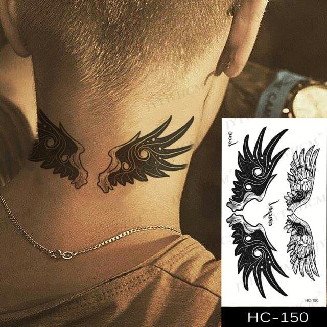 Elegant Small Waterproof Temporary Tattoo Sticker Makeup Flame Finger Black Square Rose Flower High Quality Design For Womens