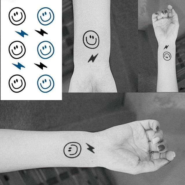 Elegant Small Waterproof Temporary Tattoo Sticker Makeup Flame Finger Black Square Rose Flower High Quality Design For Womens
