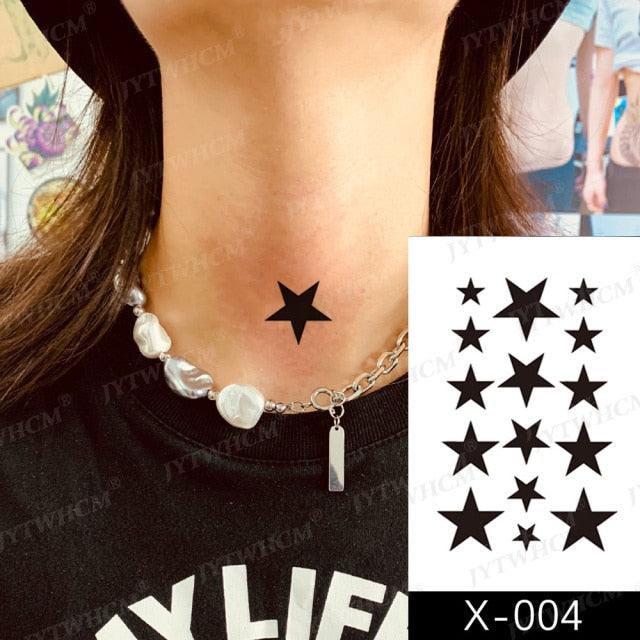 Elegant Small Waterproof Temporary Tattoo Sticker Makeup Flame Finger Black Square Rose Flower High Quality Design For Womens