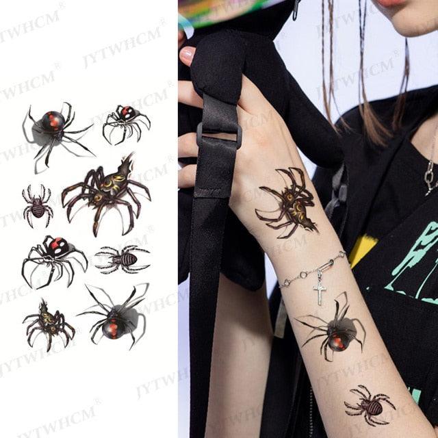 Elegant Small Waterproof Temporary Tattoo Sticker Makeup Flame Finger Black Square Rose Flower High Quality Design For Womens