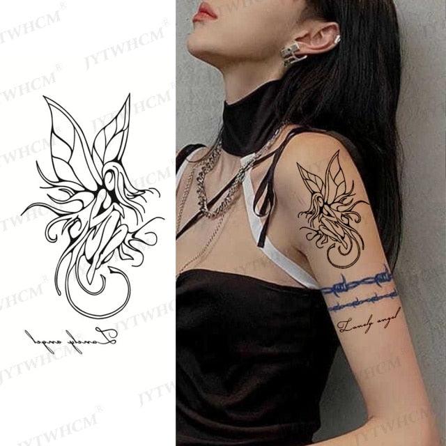 Elegant Small Waterproof Temporary Tattoo Sticker Makeup Flame Finger Black Square Rose Flower High Quality Design For Womens