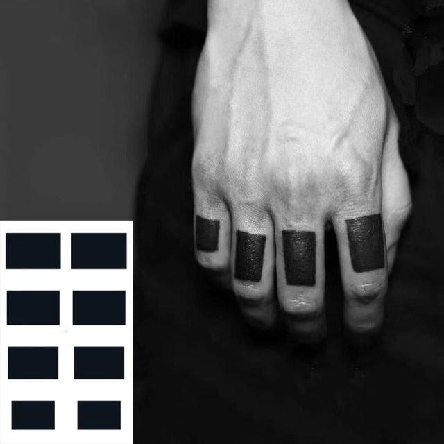 Elegant Small Waterproof Temporary Tattoo Sticker Makeup Flame Finger Black Square Rose Flower High Quality Design For Womens