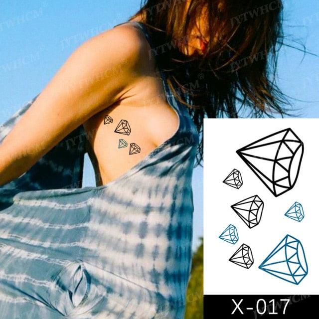 Elegant Small Waterproof Temporary Tattoo Sticker Makeup Flame Finger Black Square Rose Flower High Quality Design For Womens