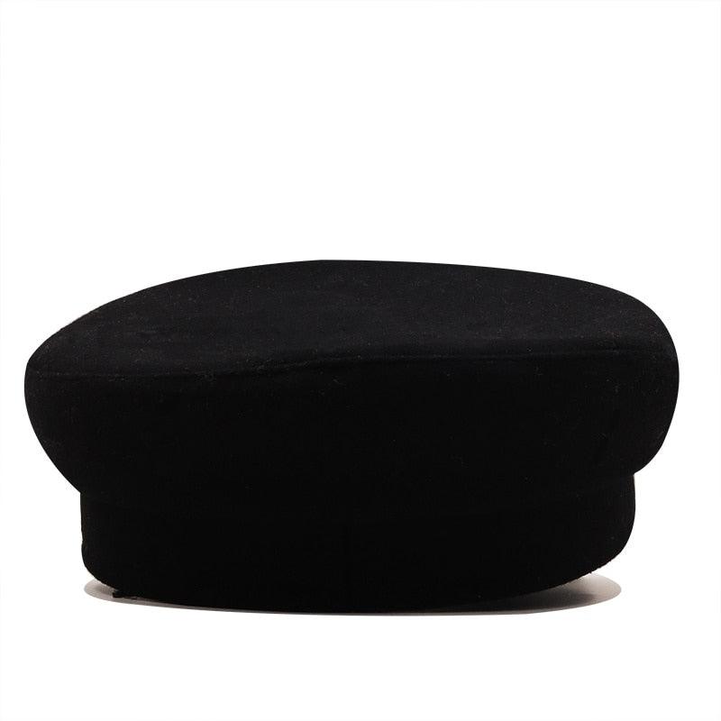 Elegant Winter Chain Black Military Berets For Women Female Flat Army Cap Women's Octagonal Beret Cap Luxury Beret Hat Girl Travel Berets Ladies Comfortable Autumn Cap