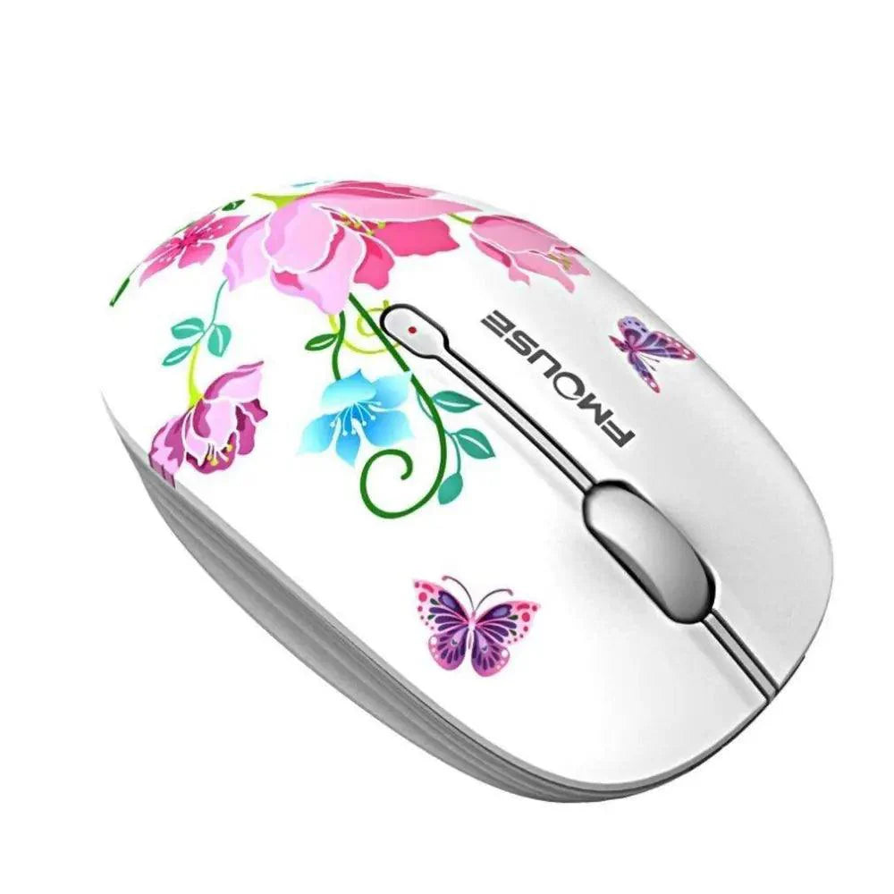 Elegant Women 2.4G Wireless Mouse Super Quiet 1600DPI Laptop Wireless Computer Optical Slim Mouse