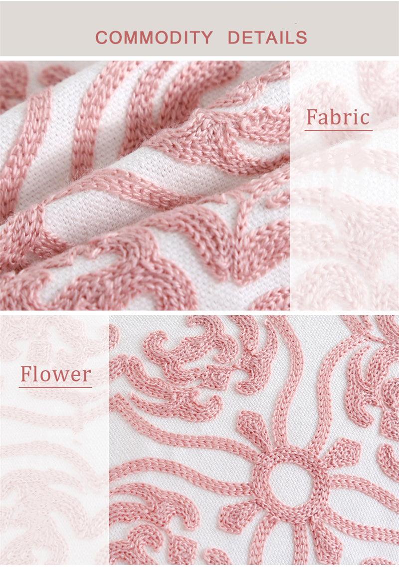 Embroidered Geometric Pillow Cover 100% Cotton Woolen Cushion Cover Modern Nordic Style Pink Blue Pillow Cover For Home Decor Embroidery Cushion Cover Decorative Throw Pillow Cover Geometric Invisible Pillow Cover for Living Room 45X45CM