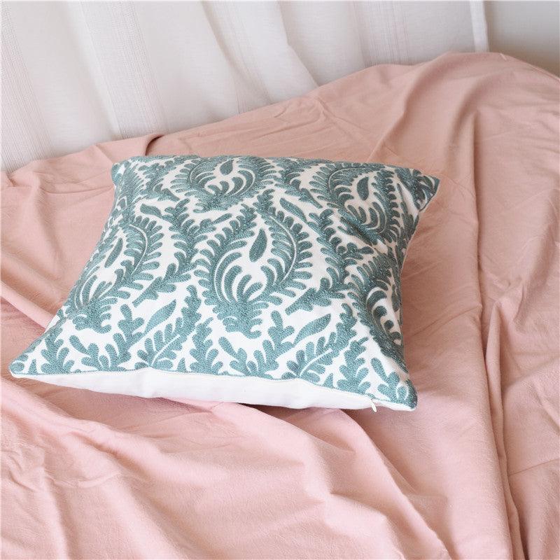 Embroidered Geometric Pillow Cover 100% Cotton Woolen Cushion Cover Modern Nordic Style Pink Blue Pillow Cover For Home Decor Embroidery Cushion Cover Decorative Throw Pillow Cover Geometric Invisible Pillow Cover for Living Room 45X45CM