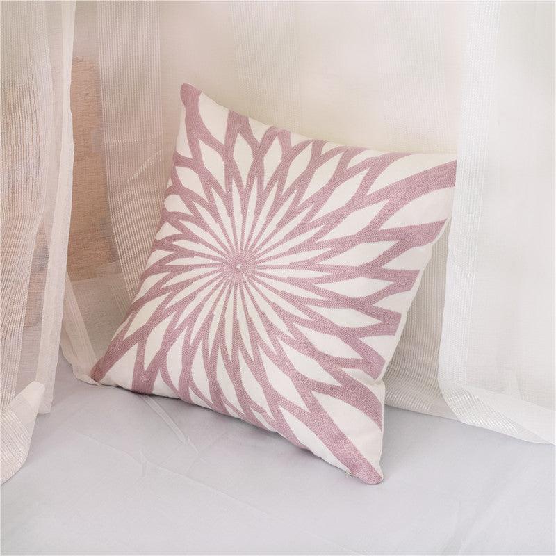 Embroidered Geometric Pillow Cover 100% Cotton Woolen Cushion Cover Modern Nordic Style Pink Blue Pillow Cover For Home Decor Embroidery Cushion Cover Decorative Throw Pillow Cover Geometric Invisible Pillow Cover for Living Room 45X45CM