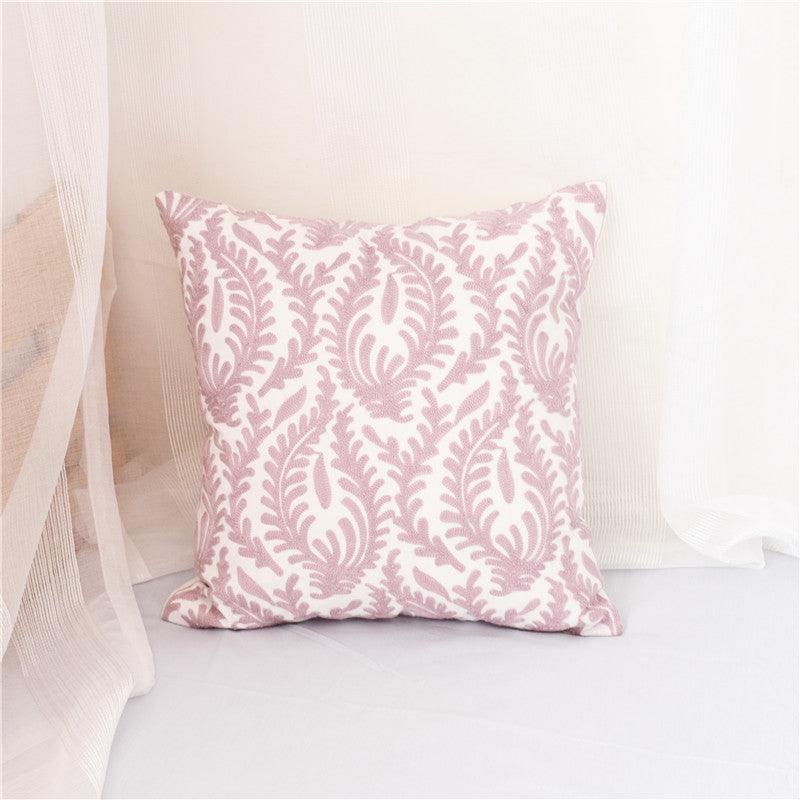 Embroidered Geometric Pillow Cover 100% Cotton Woolen Cushion Cover Modern Nordic Style Pink Blue Pillow Cover For Home Decor Embroidery Cushion Cover Decorative Throw Pillow Cover Geometric Invisible Pillow Cover for Living Room 45X45CM