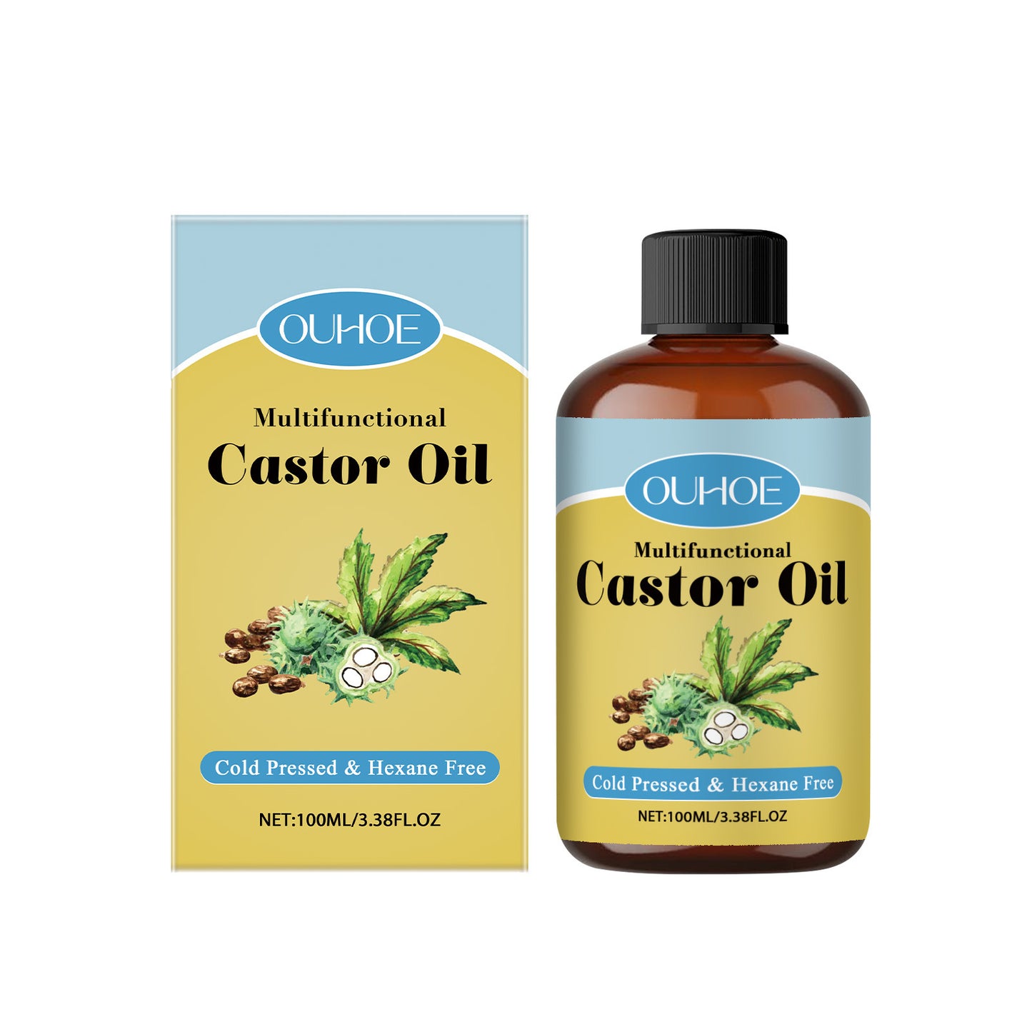 Organic Castor Oil Moisturizes Hair Eyebrow Skin