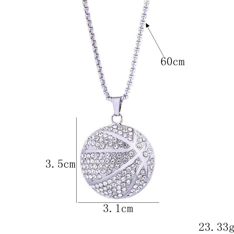 Hip Hop Ornament Gold Diamond Basketball Pendant Necklace