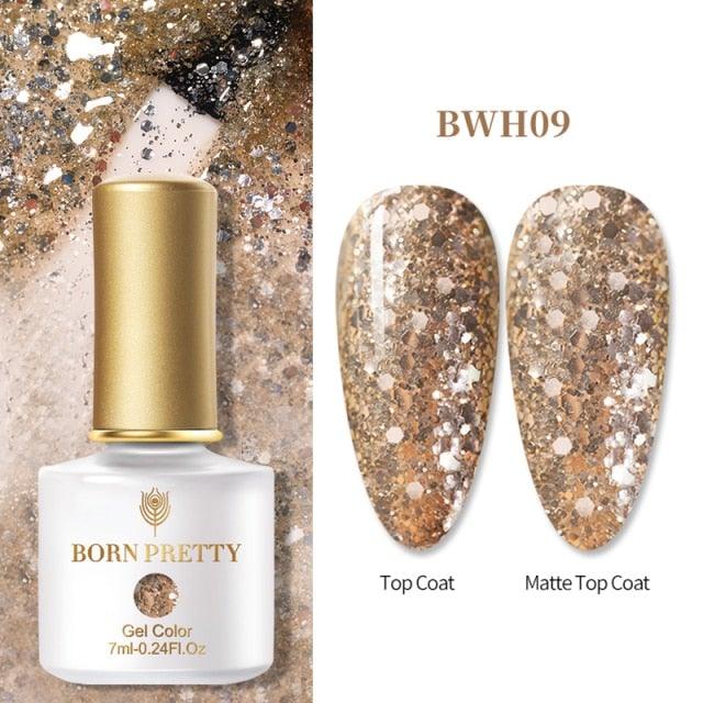 Fashion 2022 New Womens Colorful Nail Gel Polish Modern Glitter Pink Purple UV Diamond Stylish Design Nail Colors Gel For Girls and Women In Shinny Trend Color