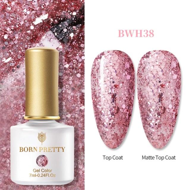 Fashion 2022 New Womens Colorful Nail Gel Polish Modern Glitter Pink Purple UV Diamond Stylish Design Nail Colors Gel For Girls and Women In Shinny Trend Color