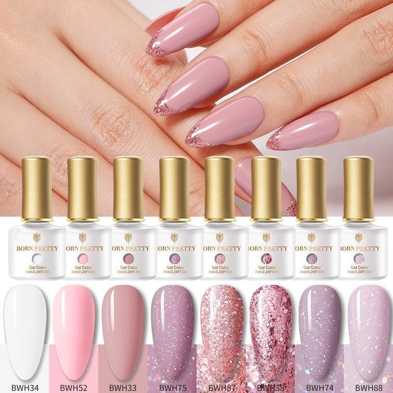 Fashion 2022 New Womens Colorful Nail Gel Polish Modern Glitter Pink Purple UV Diamond Stylish Design Nail Colors Gel For Girls and Women In Shinny Trend Color