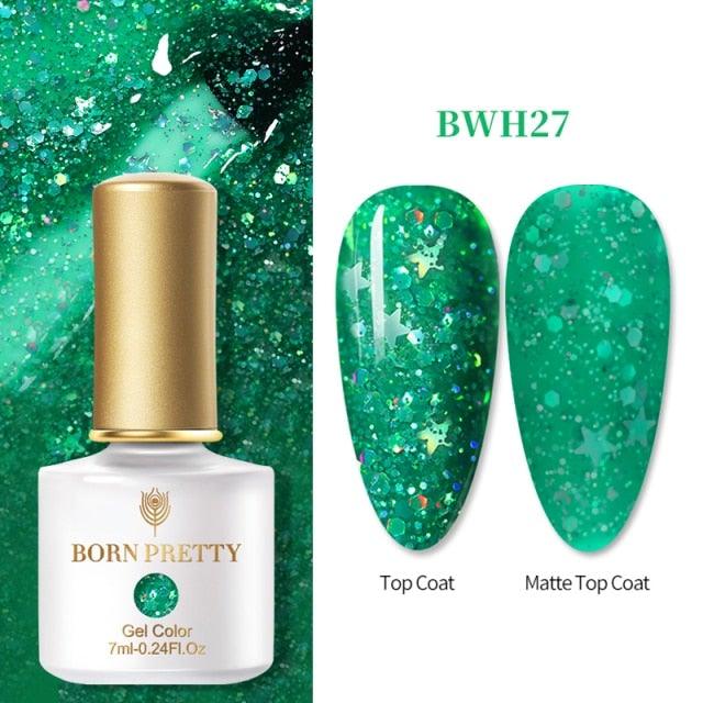 Fashion 2022 New Womens Colorful Nail Gel Polish Modern Glitter Pink Purple UV Diamond Stylish Design Nail Colors Gel For Girls and Women In Shinny Trend Color