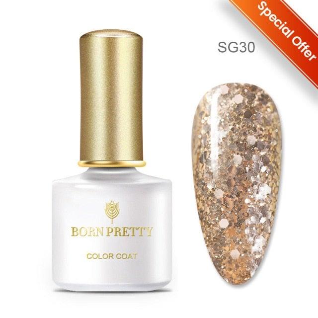 Fashion 2022 New Womens Colorful Nail Gel Polish Modern Glitter Pink Purple UV Diamond Stylish Design Nail Colors Gel For Girls and Women In Shinny Trend Color