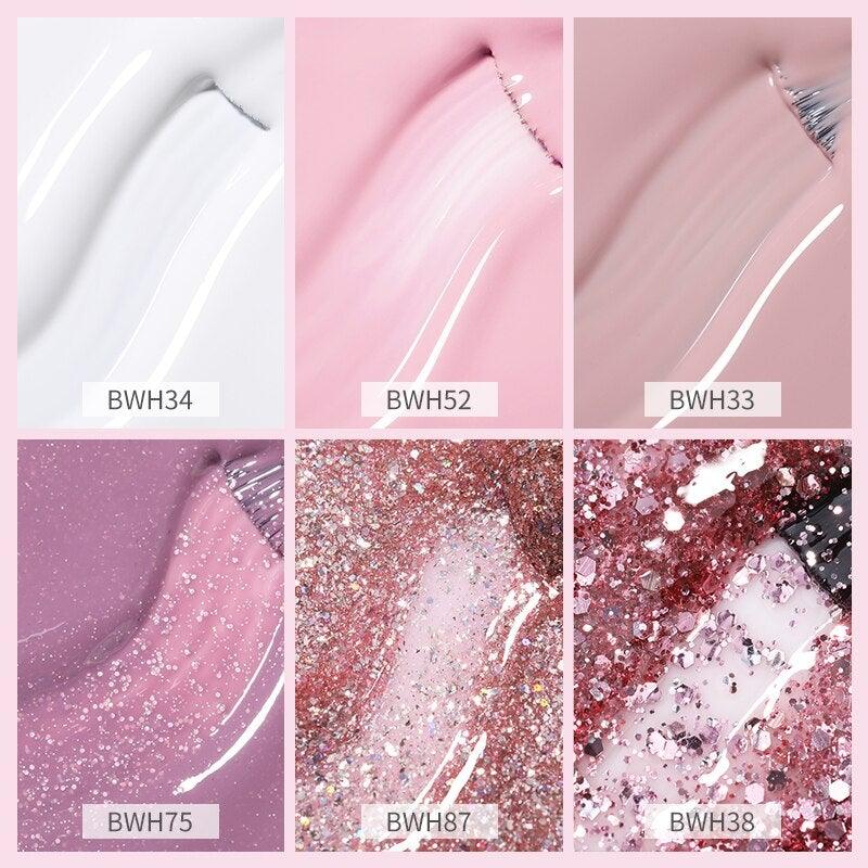 Fashion 2022 New Womens Colorful Nail Gel Polish Modern Glitter Pink Purple UV Diamond Stylish Design Nail Colors Gel For Girls and Women In Shinny Trend Color