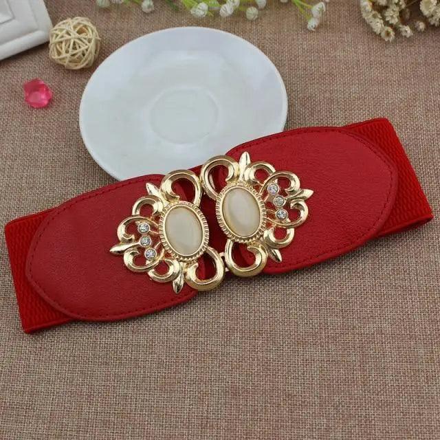 Fashion Black Elastic Waistband One-Piece Dress Women Decorative Belt Elegant Women's Style Party Dress Belts