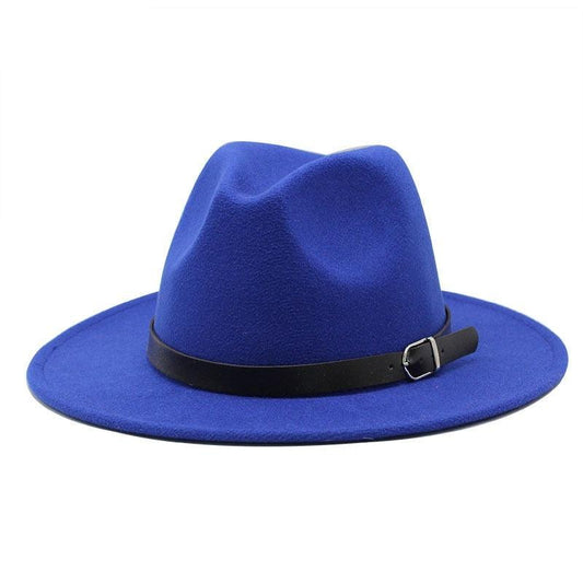 Fashion Men Fedoras Women's Fashion Jazz Hat Unisex Fashion Solid Color Large Hat Summer Spring Hat Luxury Blue Outdoor Hat Classic And Simple Wide Brim Fedora Hat Adjustable Hats For Men With Belt Buckle