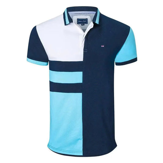 Men's Patchwork Modern Polo Shirts Brand Design Tops Business And Casual Tops Mens Binding Tunic Tops Connects Body Men's Tops Shirts