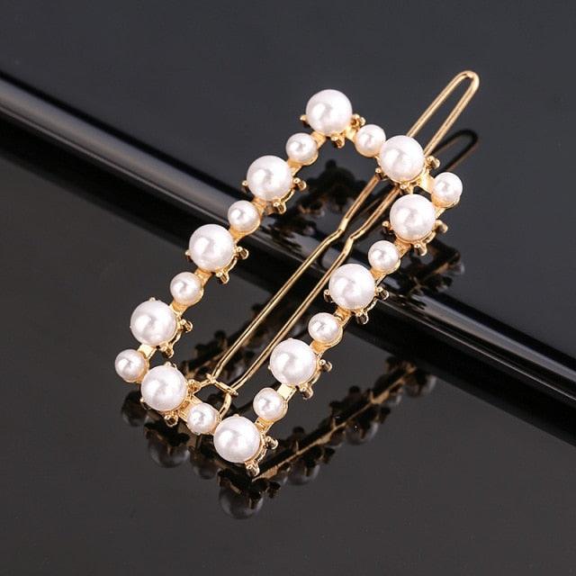 Fashion Pearl Hair Clip Women Girls Elegant Design Triangular Star Round Hairpin Barrette Hair Pins Ponytail Gorgeous Hair Accessories For Women