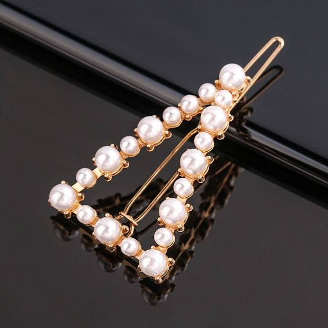 Fashion Pearl Hair Clip Women Girls Elegant Design Triangular Star Round Hairpin Barrette Hair Pins Ponytail Gorgeous Hair Accessories For Women