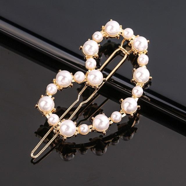 Fashion Pearl Hair Clip Women Girls Elegant Design Triangular Star Round Hairpin Barrette Hair Pins Ponytail Gorgeous Hair Accessories For Women