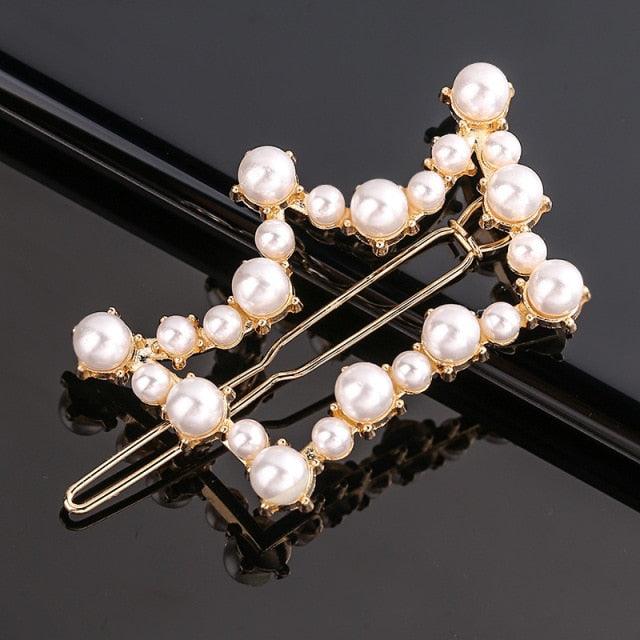 Fashion Pearl Hair Clip Women Girls Elegant Design Triangular Star Round Hairpin Barrette Hair Pins Ponytail Gorgeous Hair Accessories For Women