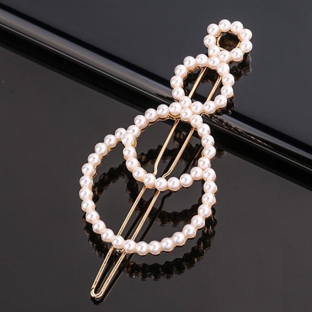 Fashion Pearl Hair Clip Women Girls Elegant Design Triangular Star Round Hairpin Barrette Hair Pins Ponytail Gorgeous Hair Accessories For Women