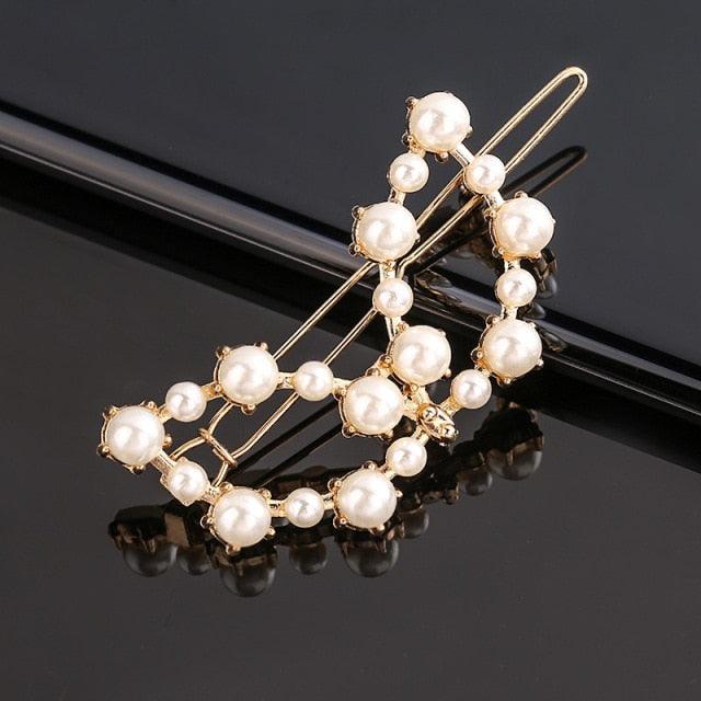 Fashion Pearl Hair Clip Women Girls Elegant Design Triangular Star Round Hairpin Barrette Hair Pins Ponytail Gorgeous Hair Accessories For Women