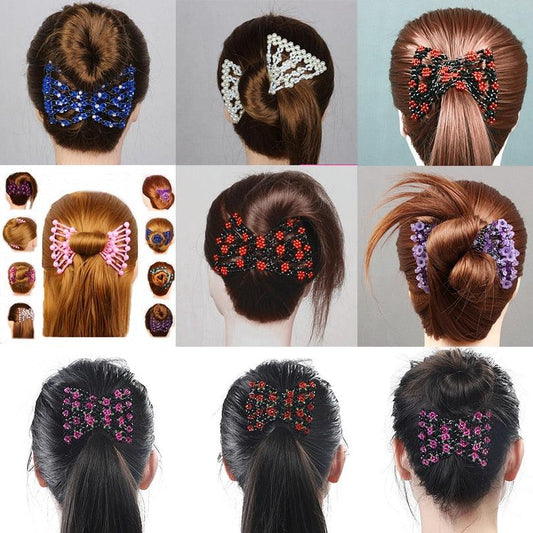Fashion Professional Hair Comb Ladies Magic Beads Elasticity Double Bead String Clamp Stretchy Gorgeous Hair Accessories For Women for Valentine's Day