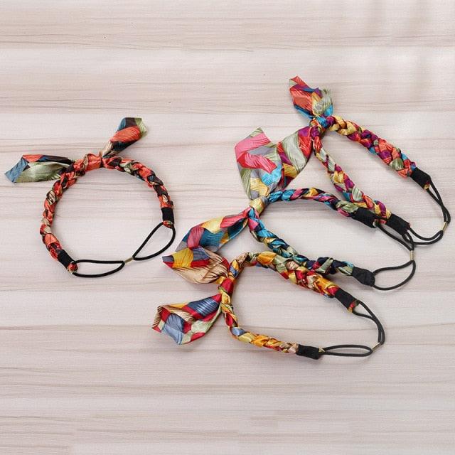 Fashion Women Chiffon Floral Bowknot Braid Headbands Ladies Girl Rabbit Ears Hairband Elastic Banana Leaf Beach Gorgeous Hair Accessories For Women